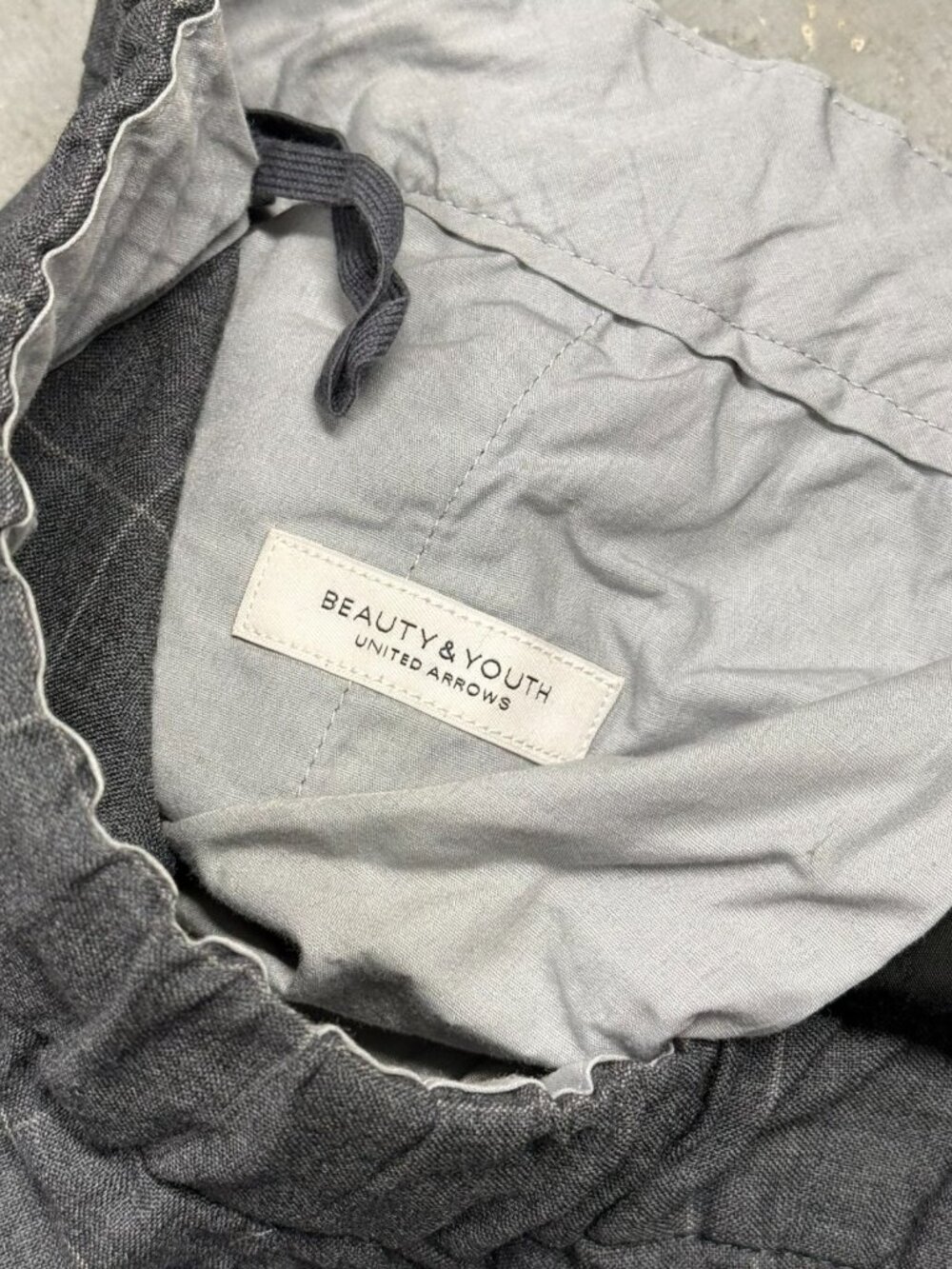 Beauty&Youth United Arrows 100% Wool Pants Windowpane Trousers Grey Medium - Picture 5 of 10